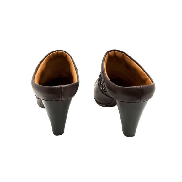 Eurosoft by Sofft Women's Brown Studded Leather Mules / Clogs, 3.5" Heel - Picture 5 of 6